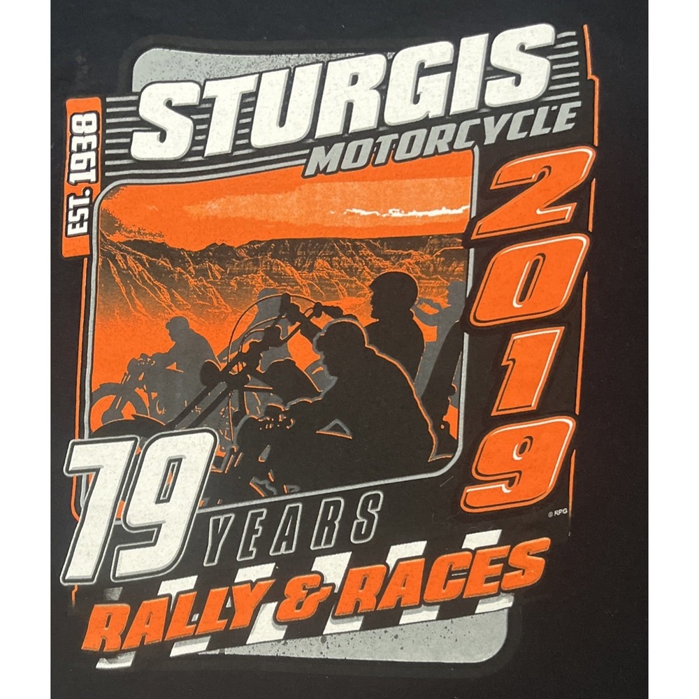 Sturgis Motorcycle Rally's & Races Black 2-sided‎ Men's T-Shirt Size XL
